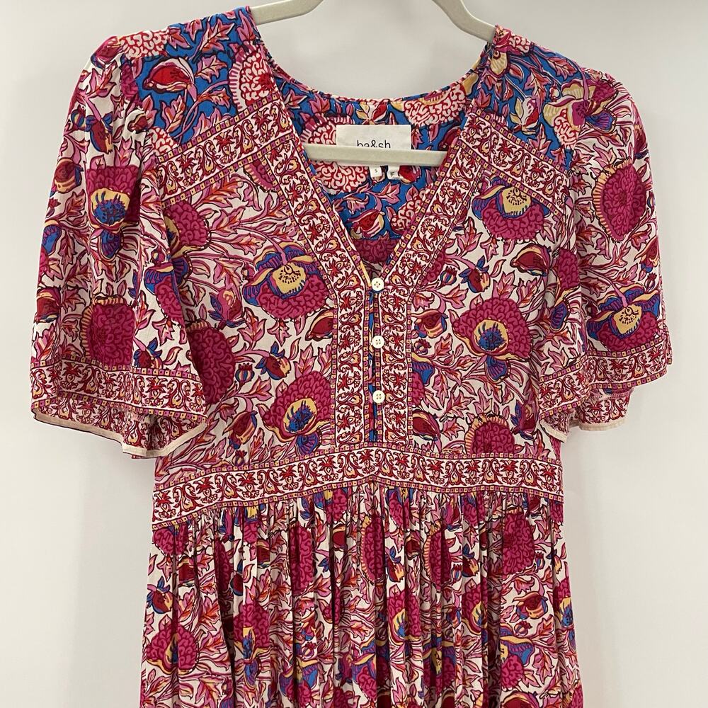 ba&sh Valia Dress Floral Short Sleeve Mini Dress S - Picture 5 of 10